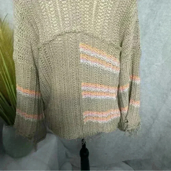 POL Small Distressed Color Block Pullover Hobo Beach Inspired Knit Top - Picture 6 of 10